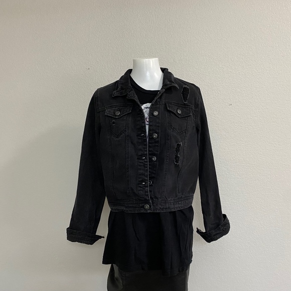 Highway Trucker Distressed Jean Jacket Size Large - Picture 1 of 11